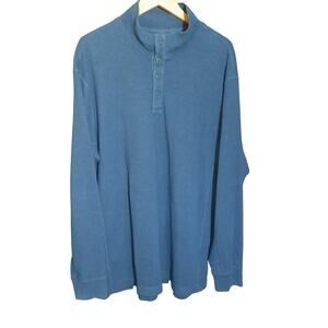 Duluth Trading Co Mens Blue Thermal Long Sleeve 1/4 Button Pullover Size XL